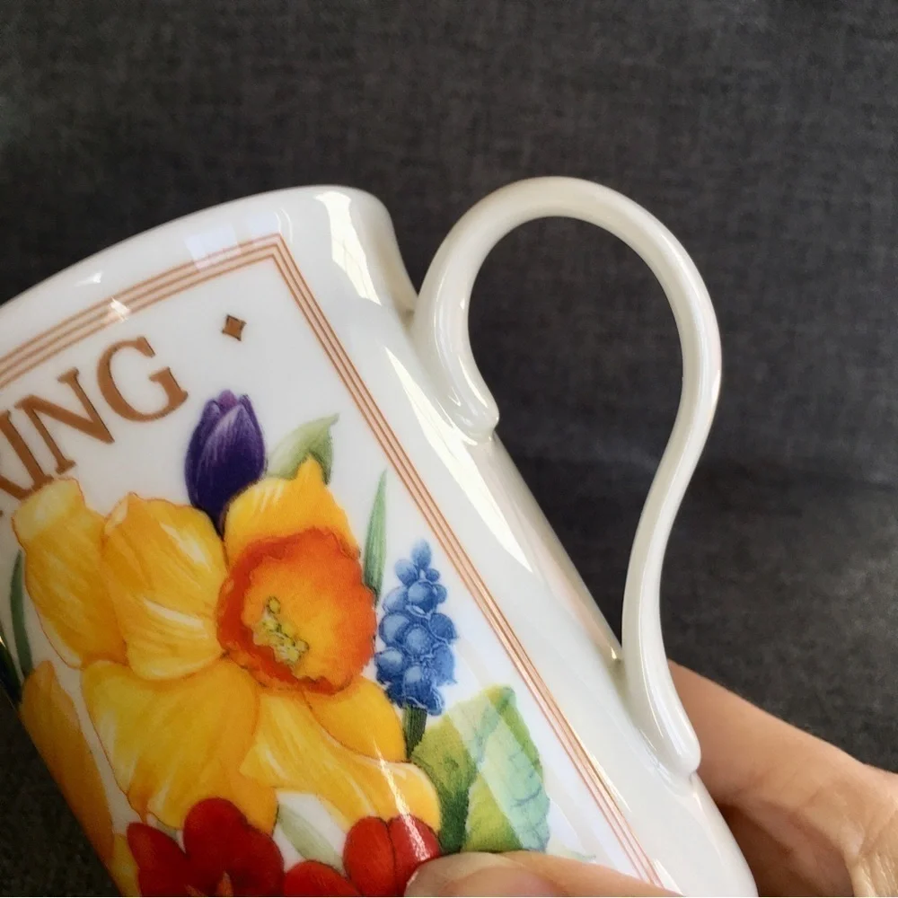 Vibrant, Colorful, Floral Fine Bone China Coffee or Tea Mug, 10 oz